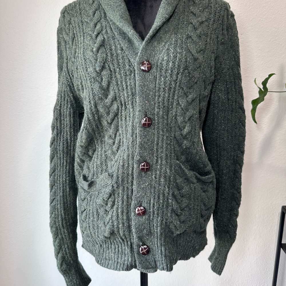 J. Crew Men's Forest Green wool Cardigan